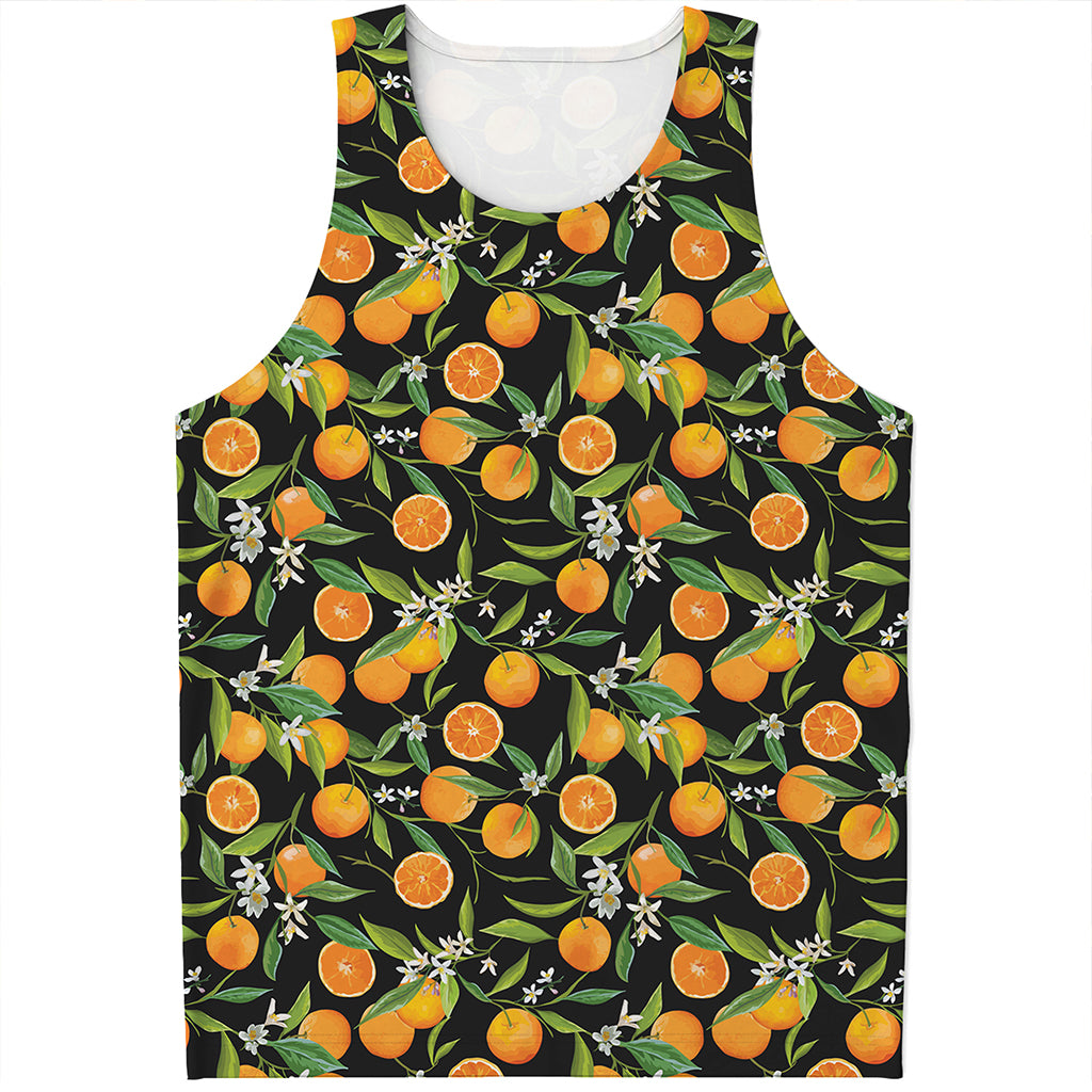 Orange Fruit Pattern Print Men's Tank Top