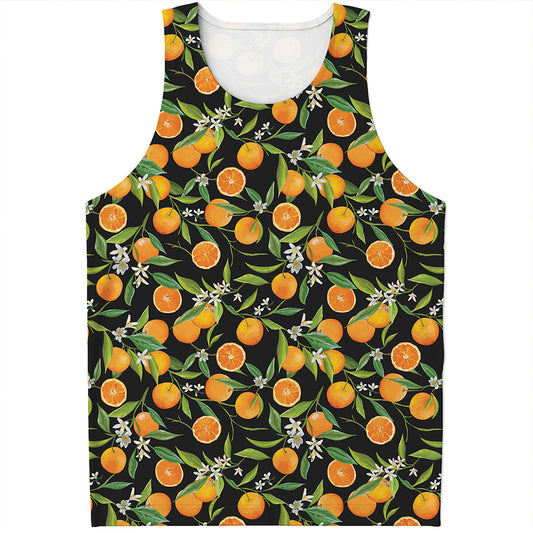 Orange Fruit Pattern Print Men's Tank Top
