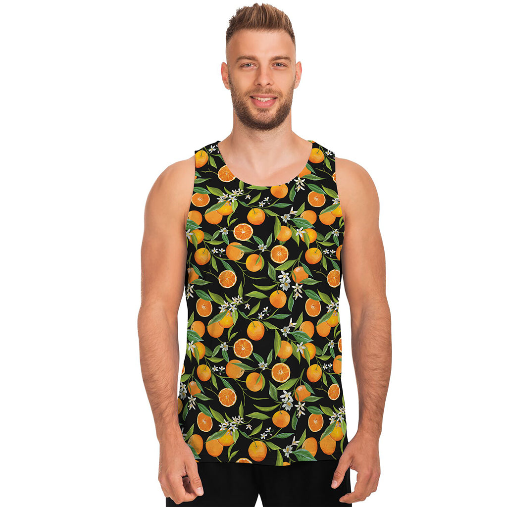 Orange Fruit Pattern Print Men's Tank Top