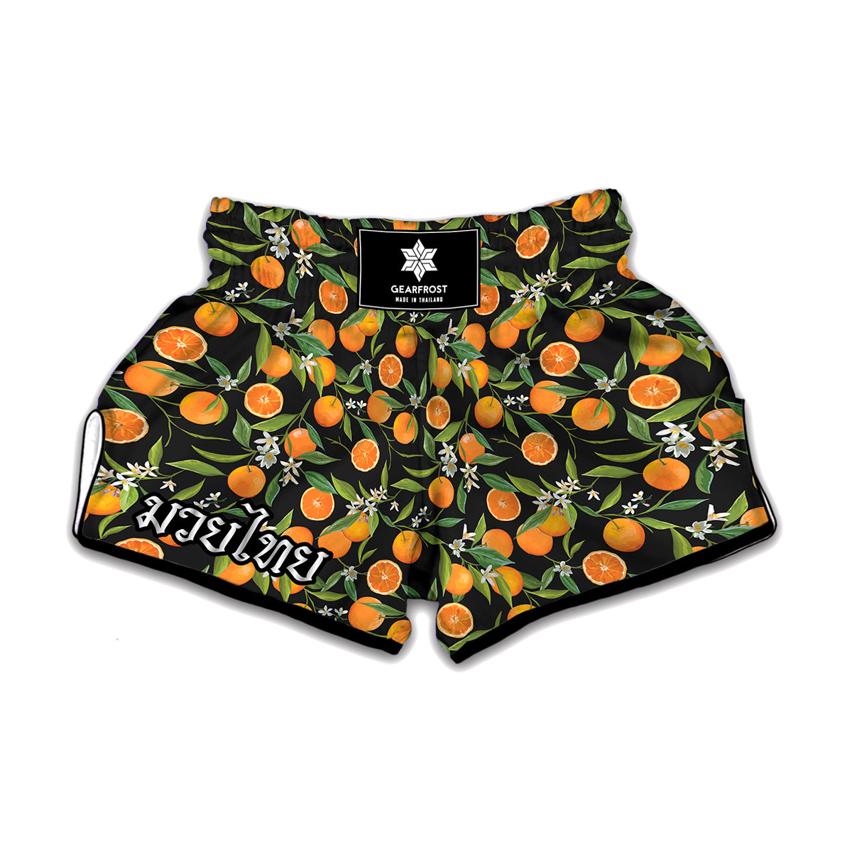 Orange Fruit Pattern Print Muay Thai Boxing Shorts