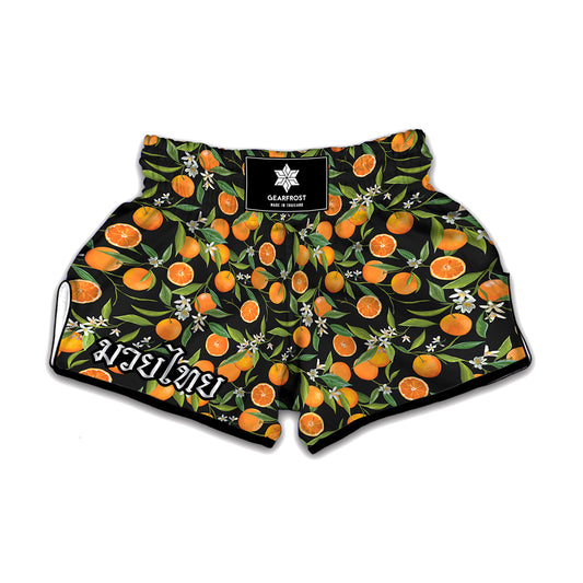 Orange Fruit Pattern Print Muay Thai Boxing Shorts
