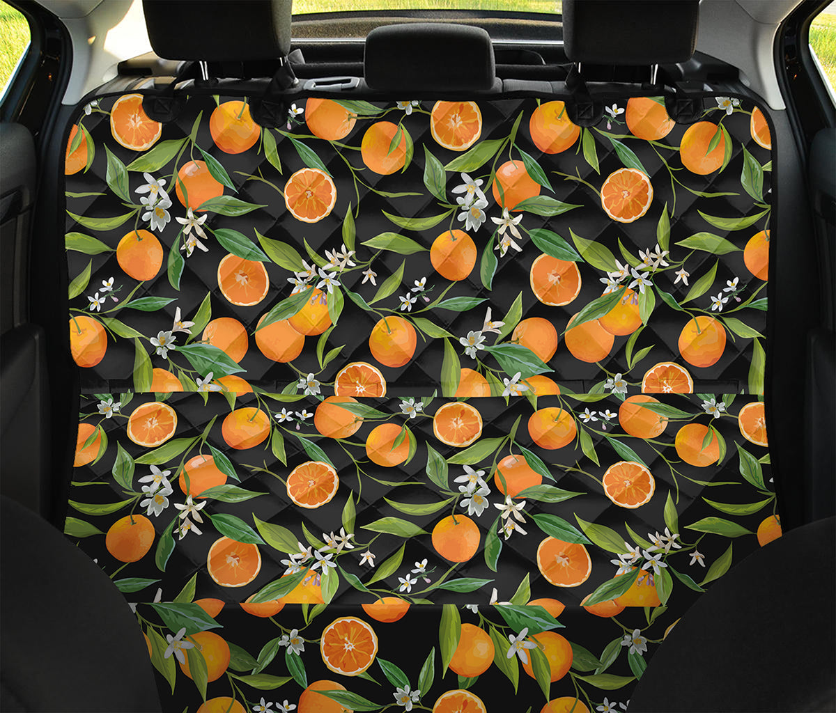 Orange Fruit Pattern Print Pet Car Back Seat Cover