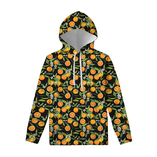 Orange Fruit Pattern Print Pullover Hoodie