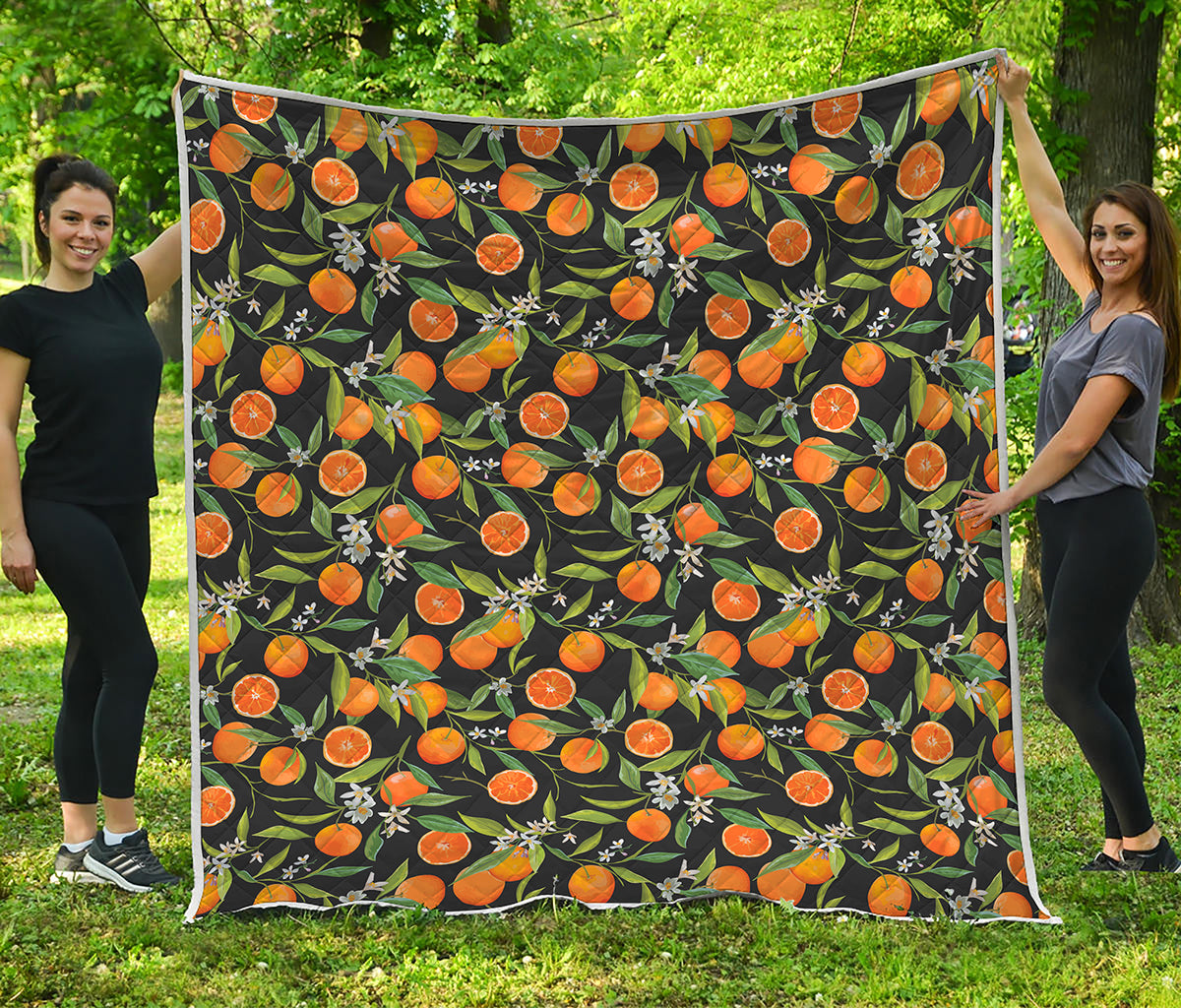 Orange Fruit Pattern Print Quilt