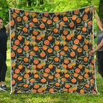 Orange Fruit Pattern Print Quilt