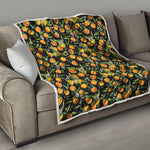 Orange Fruit Pattern Print Quilt