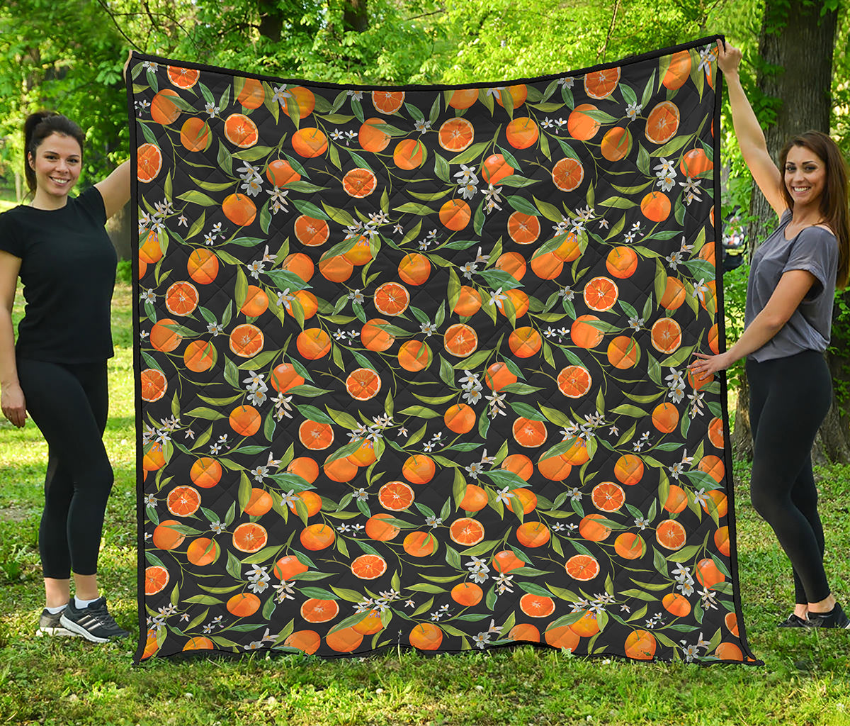Orange Fruit Pattern Print Quilt