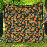 Orange Fruit Pattern Print Quilt
