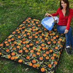Orange Fruit Pattern Print Quilt