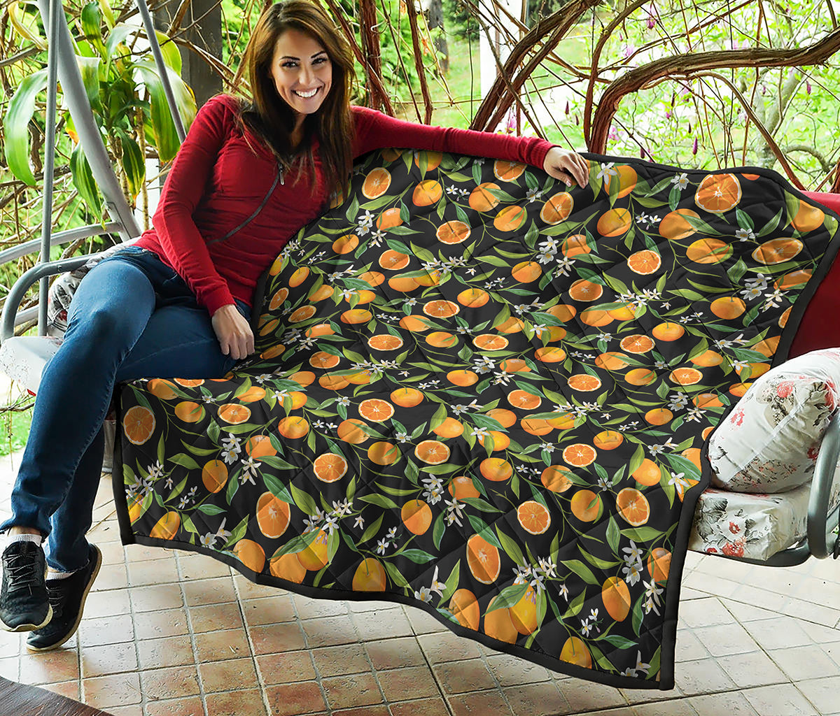 Orange Fruit Pattern Print Quilt