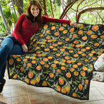 Orange Fruit Pattern Print Quilt