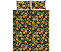Orange Fruit Pattern Print Quilt Bed Set