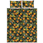 Orange Fruit Pattern Print Quilt Bed Set