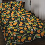 Orange Fruit Pattern Print Quilt Bed Set