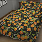 Orange Fruit Pattern Print Quilt Bed Set