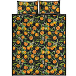 Orange Fruit Pattern Print Quilt Bed Set