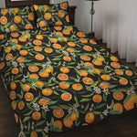 Orange Fruit Pattern Print Quilt Bed Set