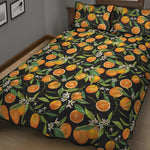 Orange Fruit Pattern Print Quilt Bed Set