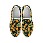 Orange Fruit Pattern Print White Slip On Shoes