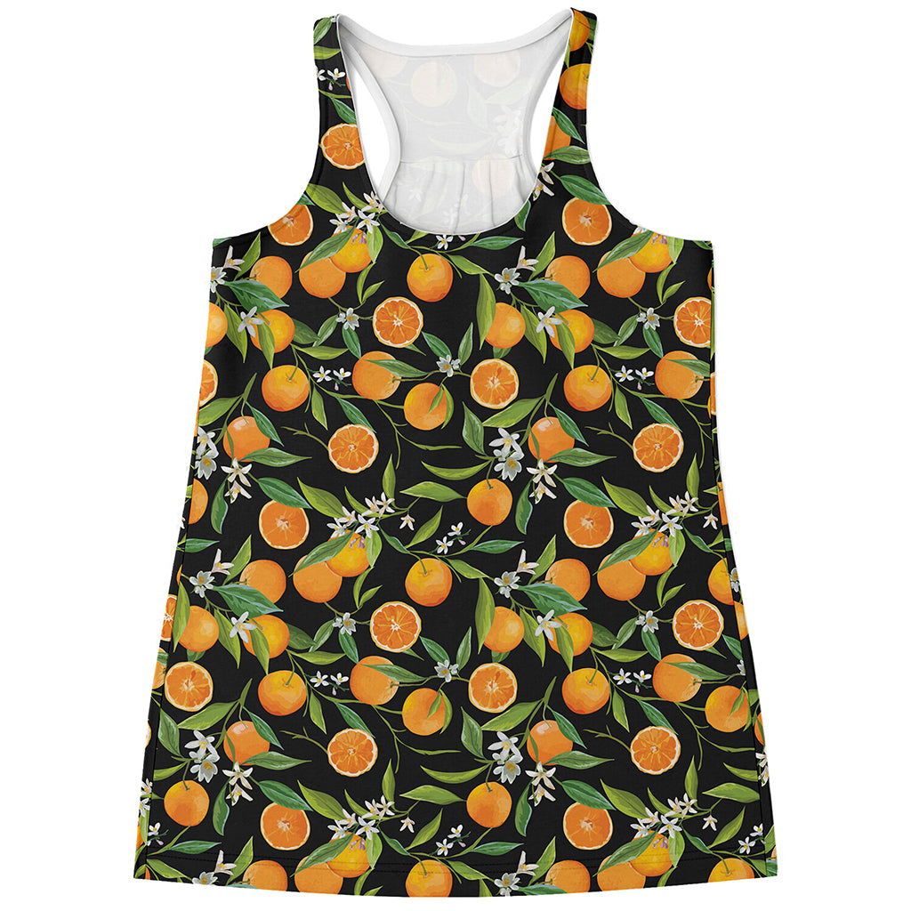 Orange Fruit Pattern Print Women's Racerback Tank Top