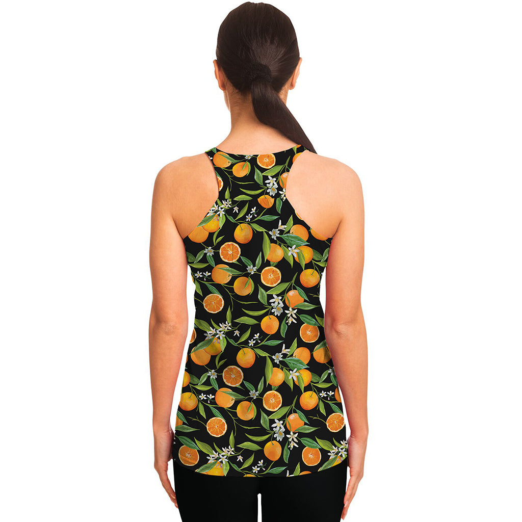 Orange Fruit Pattern Print Women's Racerback Tank Top