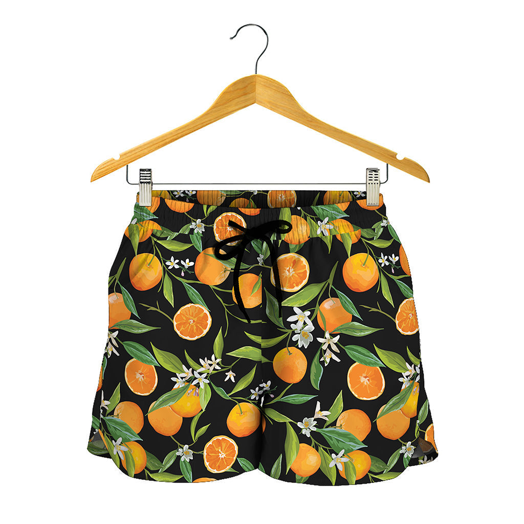 Orange Fruit Pattern Print Women's Shorts