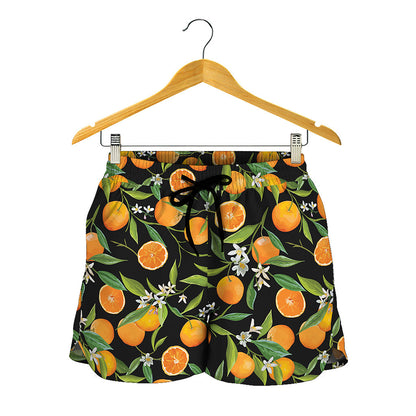 Orange Fruit Pattern Print Women's Shorts