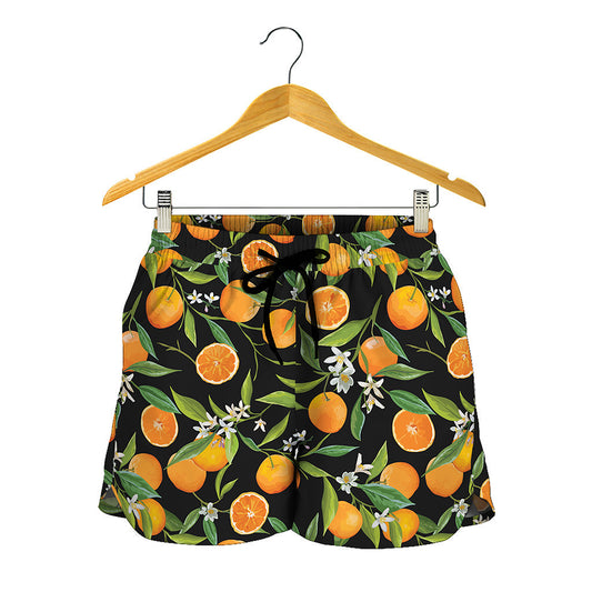Orange Fruit Pattern Print Women's Shorts
