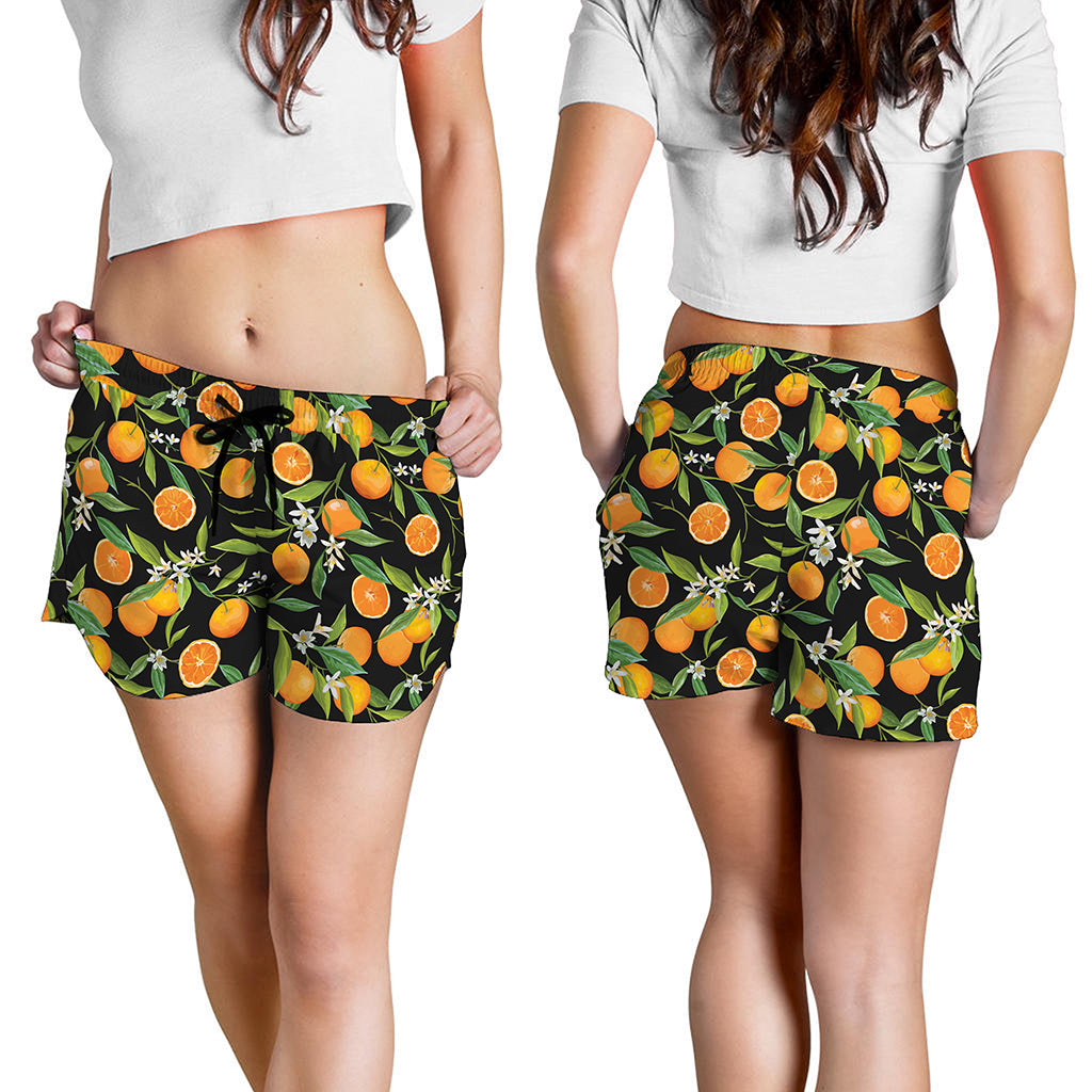 Orange Fruit Pattern Print Women's Shorts
