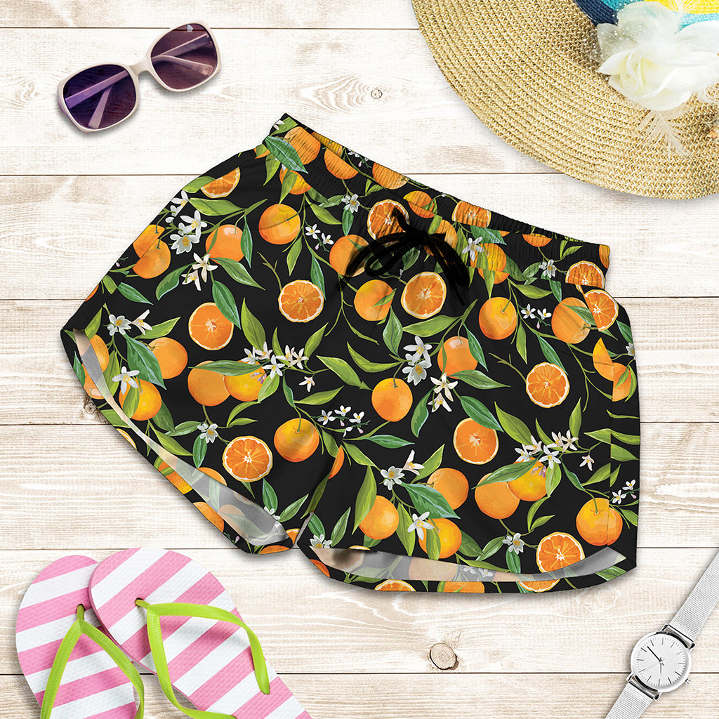 Orange Fruit Pattern Print Women's Shorts