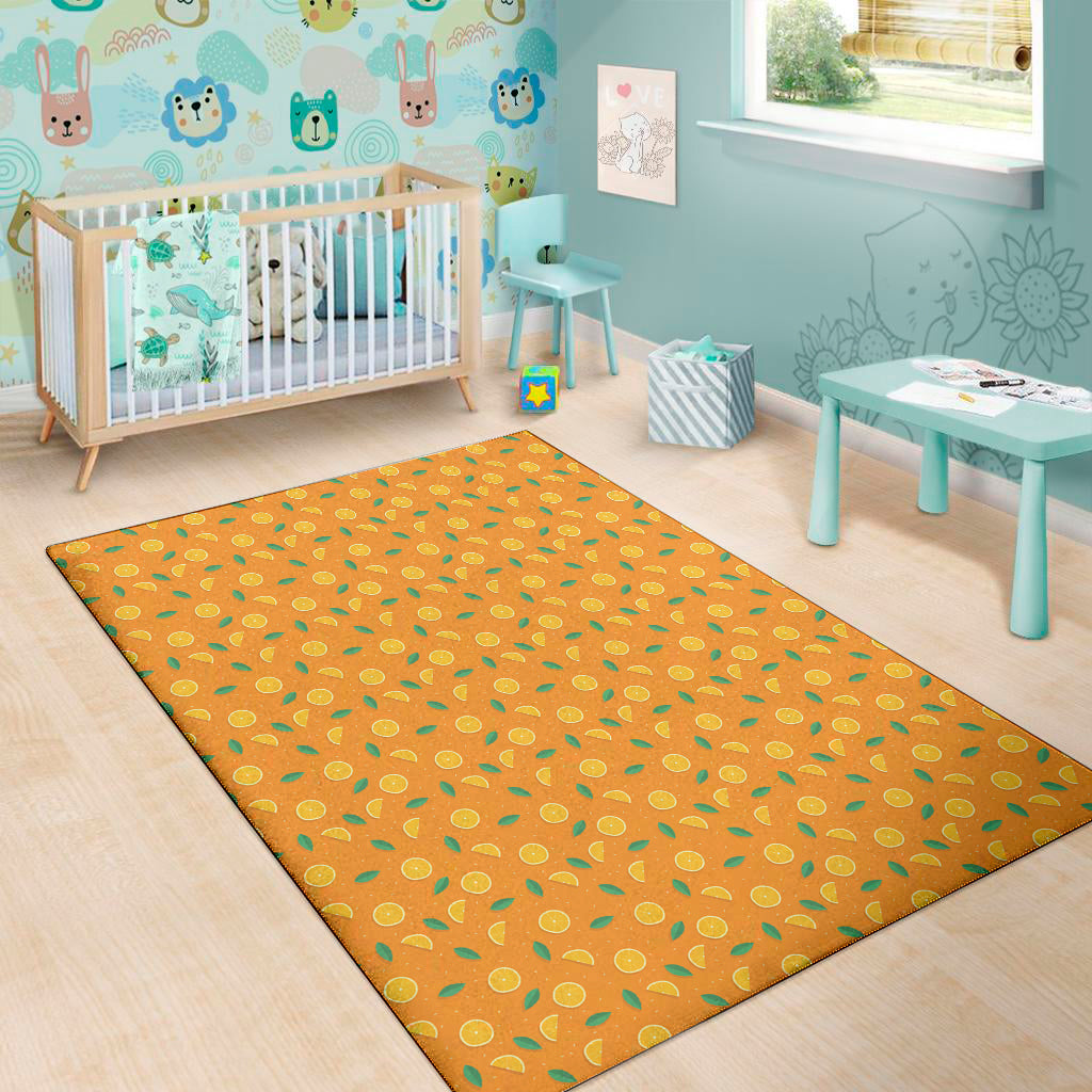 Orange Fruit Slices Pattern Print Area Rug