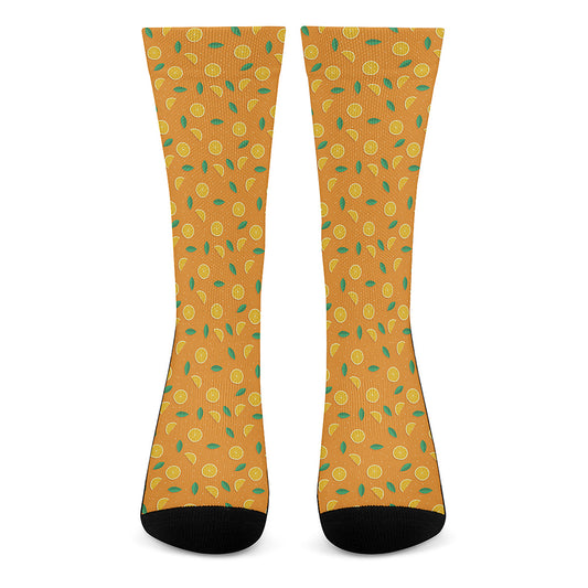 Orange Fruit Slices Pattern Print Crew Socks