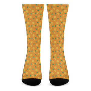 Orange Fruit Slices Pattern Print Crew Socks