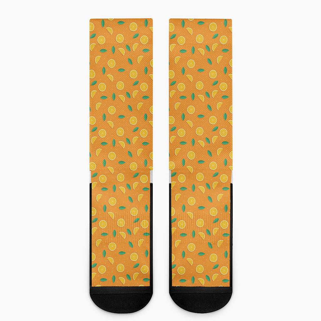 Orange Fruit Slices Pattern Print Crew Socks