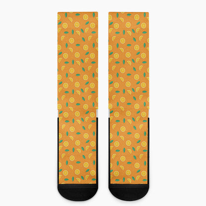 Orange Fruit Slices Pattern Print Crew Socks