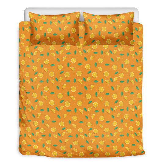 Orange Fruit Slices Pattern Print Duvet Cover Bedding Set