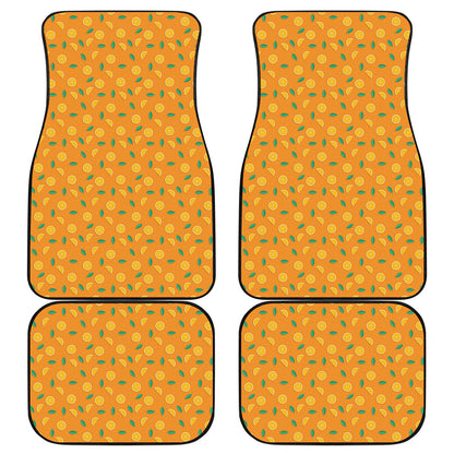 Orange Fruit Slices Pattern Print Front and Back Car Floor Mats