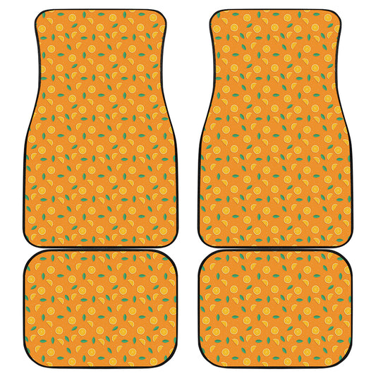 Orange Fruit Slices Pattern Print Front and Back Car Floor Mats