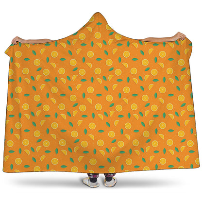 Orange Fruit Slices Pattern Print Hooded Blanket