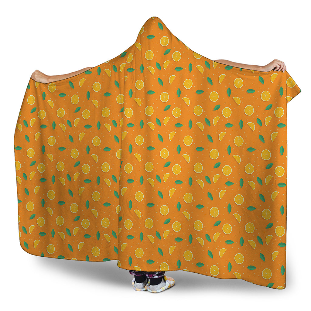 Orange Fruit Slices Pattern Print Hooded Blanket
