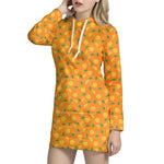 Orange Fruit Slices Pattern Print Hoodie Dress