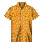 Orange Fruit Slices Pattern Print Men's Short Sleeve Shirt