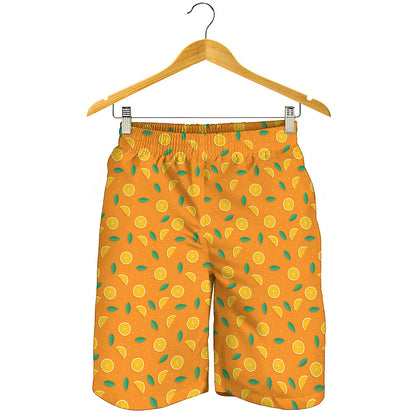 Orange Fruit Slices Pattern Print Men's Shorts