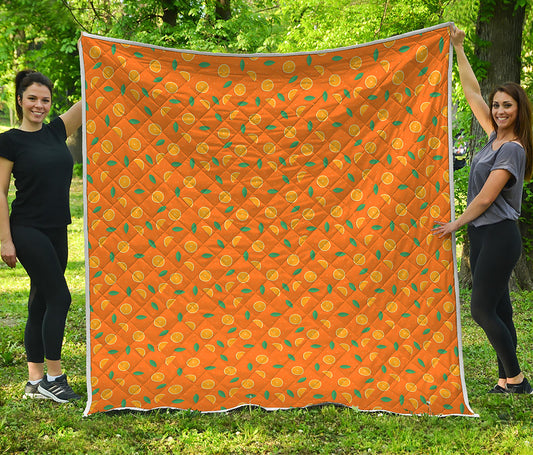 Orange Fruit Slices Pattern Print Quilt