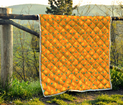 Orange Fruit Slices Pattern Print Quilt