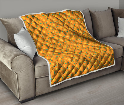 Orange Fruit Slices Pattern Print Quilt