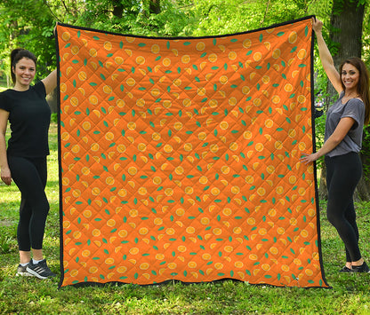 Orange Fruit Slices Pattern Print Quilt