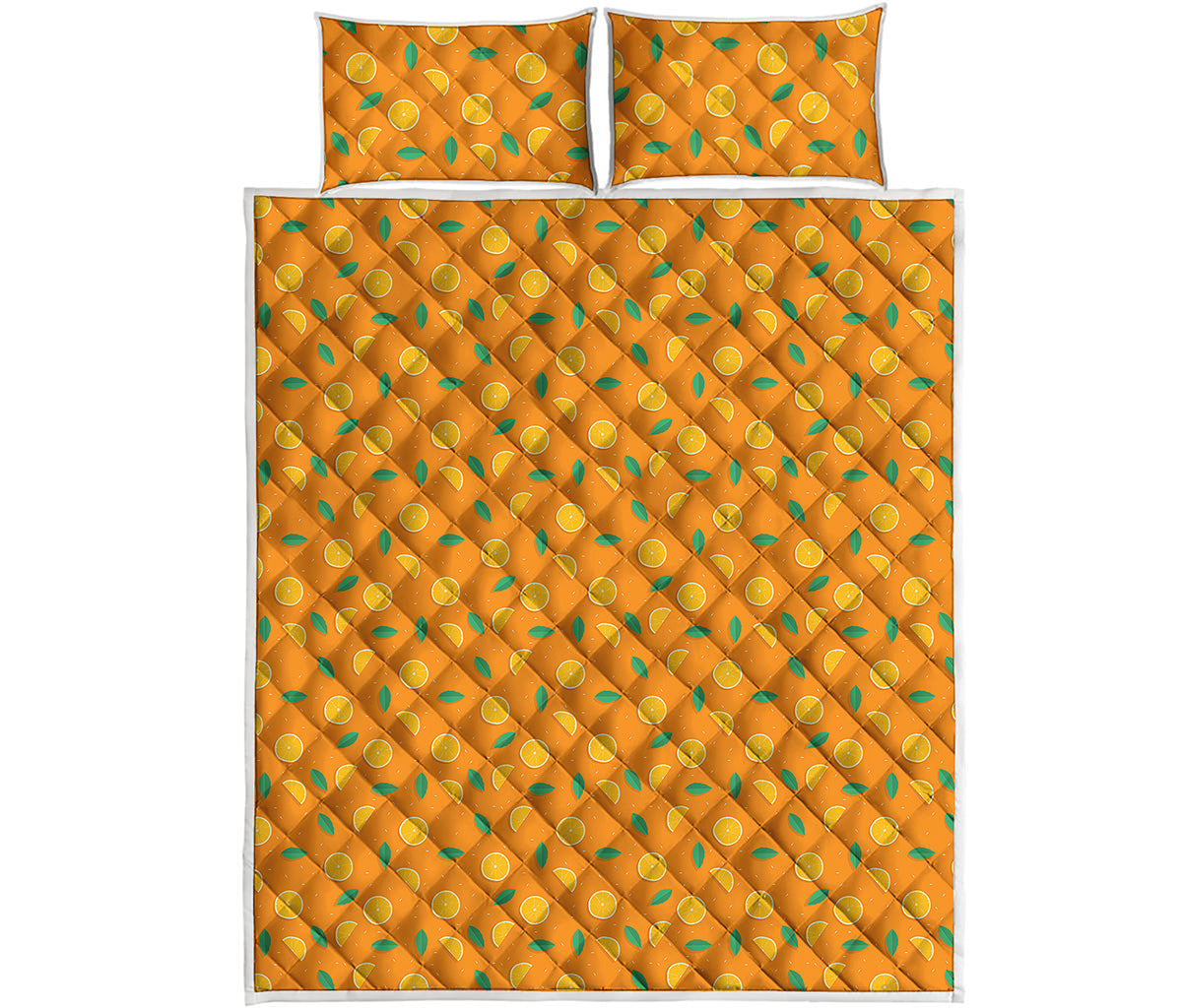 Orange Fruit Slices Pattern Print Quilt Bed Set