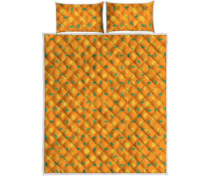 Orange Fruit Slices Pattern Print Quilt Bed Set