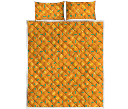 Orange Fruit Slices Pattern Print Quilt Bed Set
